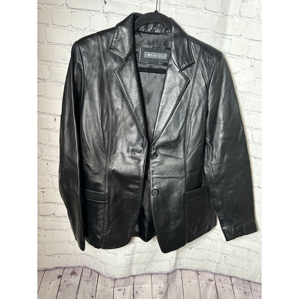 WHET BLU LADIES Black Leather Jacket Classic Biker Style Outerwear